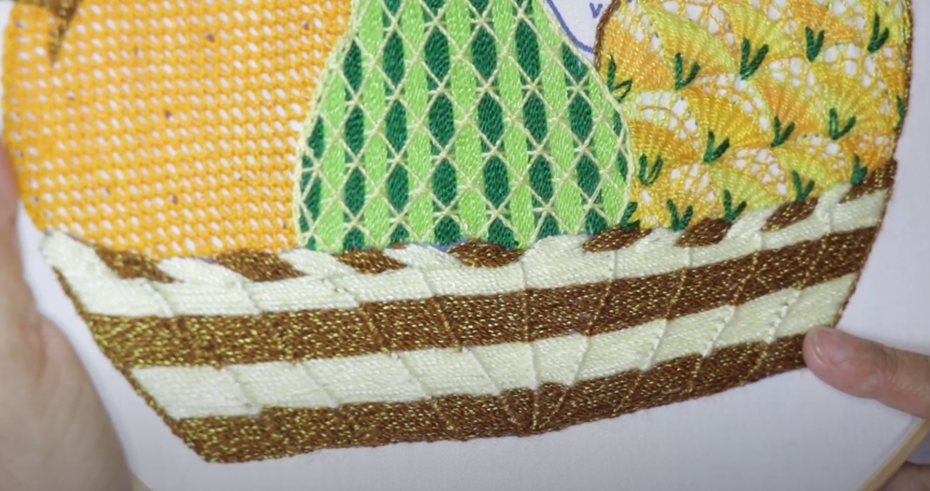 como bordar un CANASTO DE FRUTAS FACIL 🍐🍊🍍 | BF 22