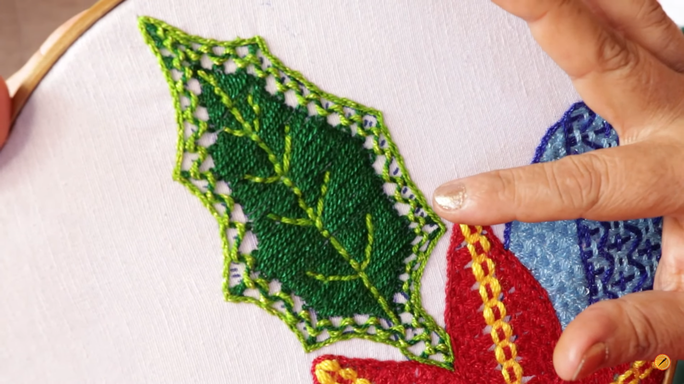 🍂 ¿Como bordar HOJAS de noche buenas BF 148