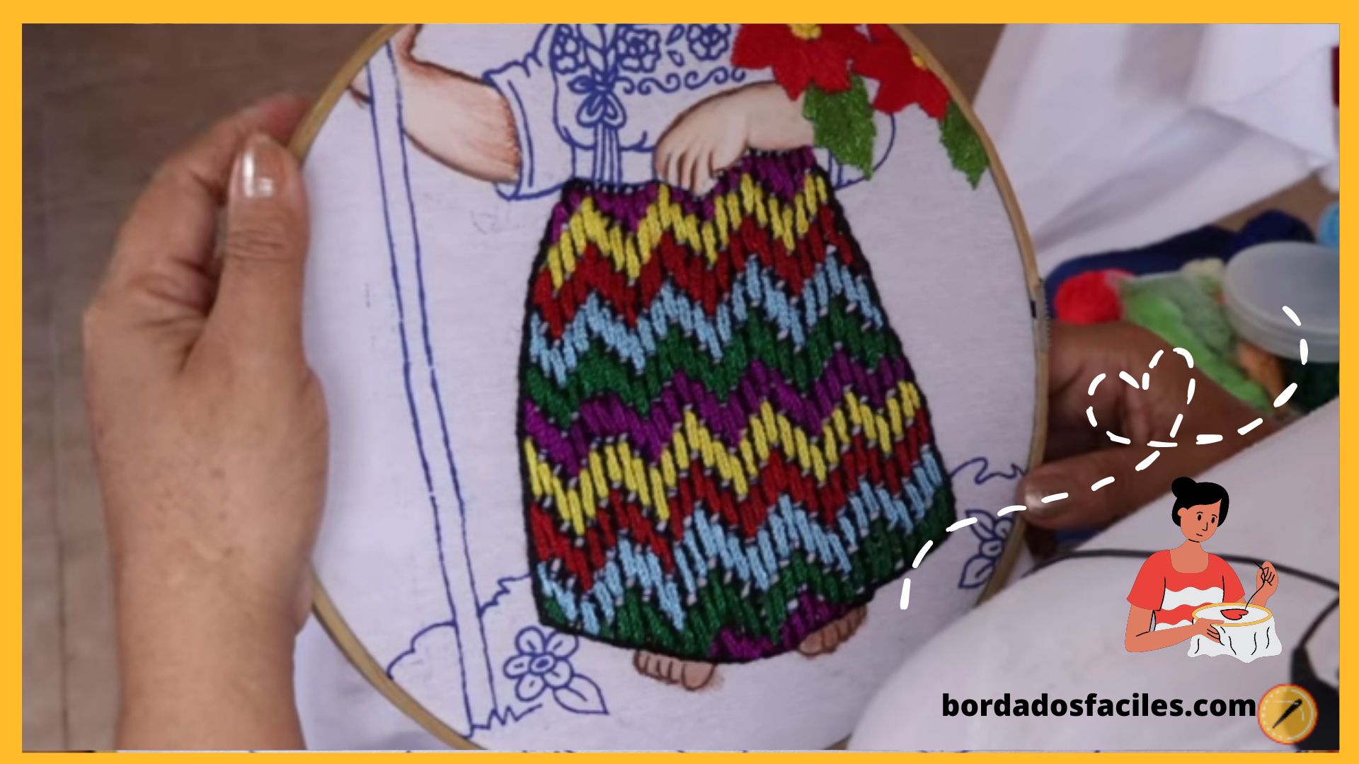 Bordado de falda para muñeca