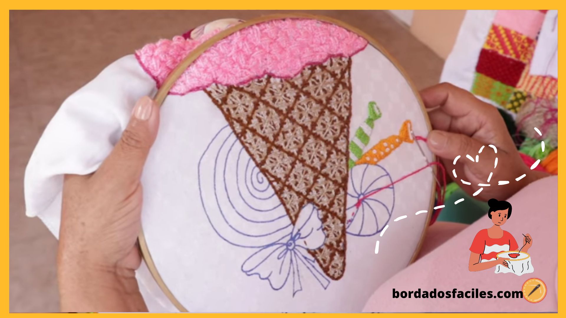Cono de helado bordado sencillo