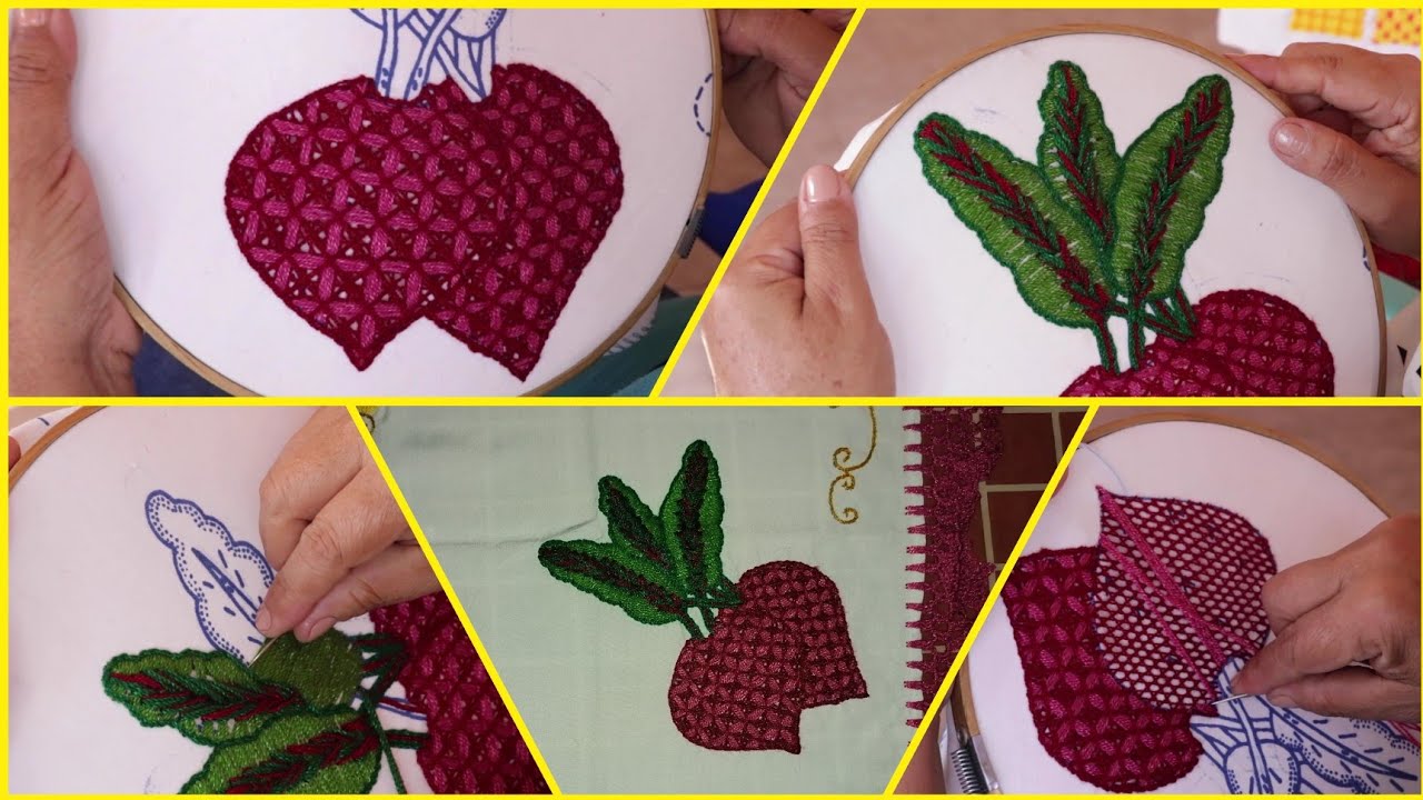 Cómo Bordar un Betabel con Puntada de Malla y Acabados Elegantes